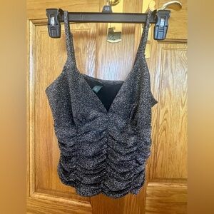 Wild Fable - Metallic Silver & Glitter Cropped Tank Top